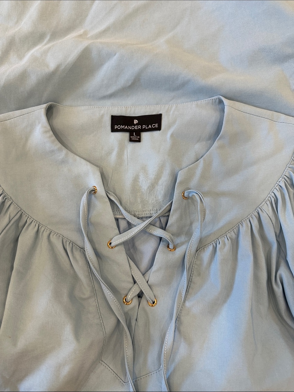 Tuckernuck Pomander Place Robbie Baby Blue Long Sleeve Mini Shift Dress Large - Picture 8 of 9